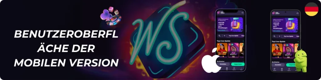 WinSpirit Casino App und Benutzeroberfläche der mobilen Version