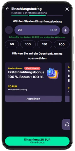 WinSpirit Casino App – Einzahlung tätigen