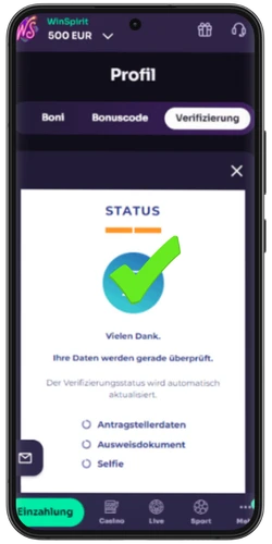 WinSpirit-Bestätigung